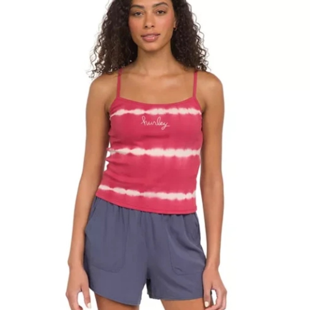 NWT Hurley Tie Dye Tank Top Crop‎ blouse Pink Red Small